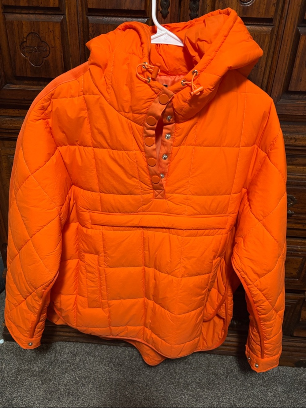 Women’s Orange Puffer Jacket with Hood